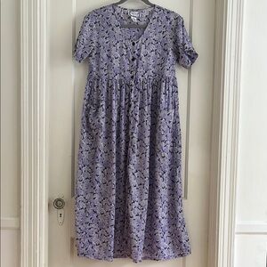 Vintage April Cornell by Cornell Trading Short Sleeved Sheer Purple Floral Dress